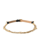Dolce & Gabbana Black Leather Gold Chain Crystal Waist Women Belt - Maison Luxe