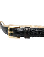 Dolce & Gabbana Black Leather Gold Chain Crystal Waist Women Belt - Maison Luxe