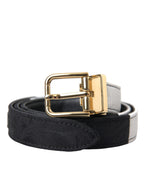 Dolce & Gabbana Black White Patchwork Gold Metal Buckle Belt - Maison Luxe