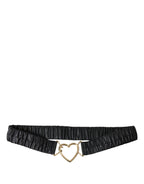 Dolce & Gabbana Black Leather Gold Heart Metal Buckle Belt - Maison Luxe