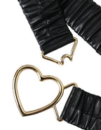 Dolce & Gabbana Black Leather Gold Heart Metal Buckle Belt - Maison Luxe