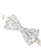 Dolce & Gabbana White Black Polka Dot Polyester Bow Tie Men - Maison Luxe