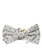 Dolce & Gabbana White Black Polka Dot Polyester Bow Tie Men - Maison Luxe