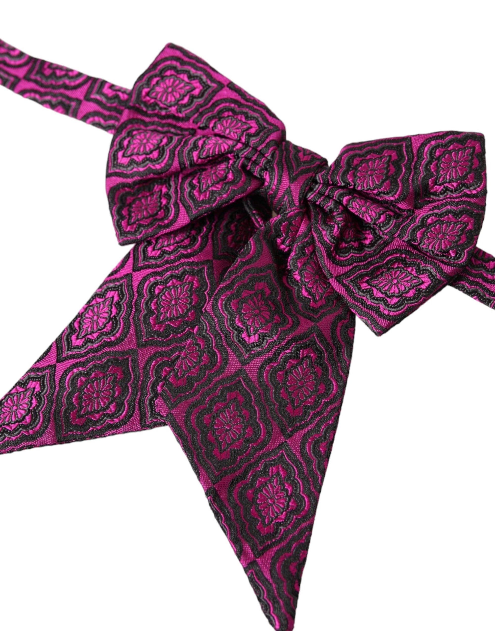 Dolce & Gabbana Purple Ribbon Silk Adjustable Neck Men Bow Tie - Maison Luxe