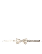 Dolce & Gabbana Off White Silk Adjustable Neck Men Bow Tie - Maison Luxe