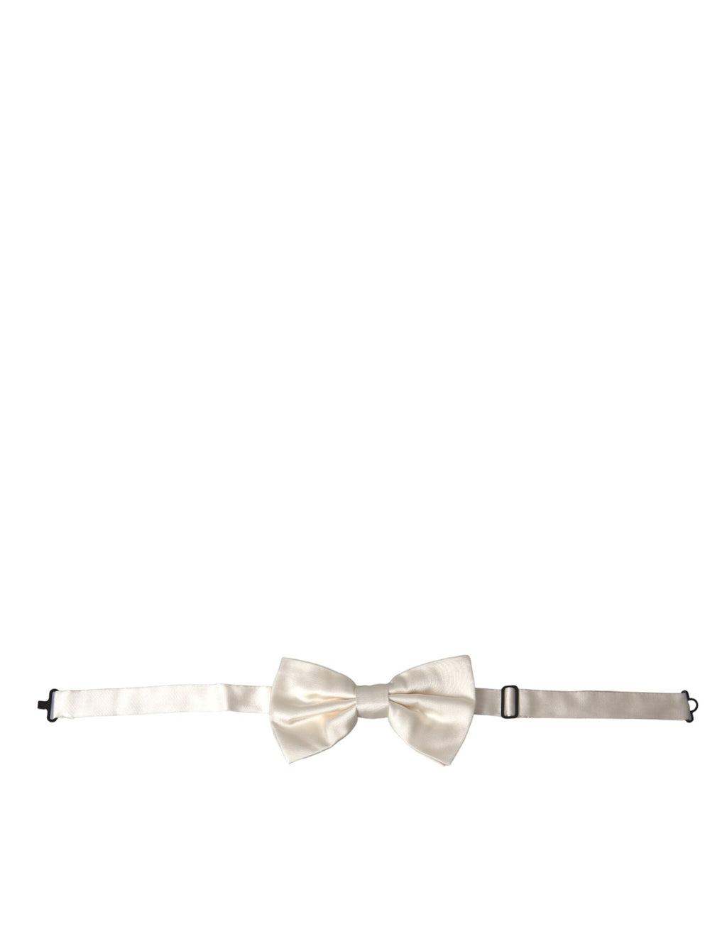 Dolce & Gabbana Off White Silk Adjustable Neck Men Bow Tie - Maison Luxe