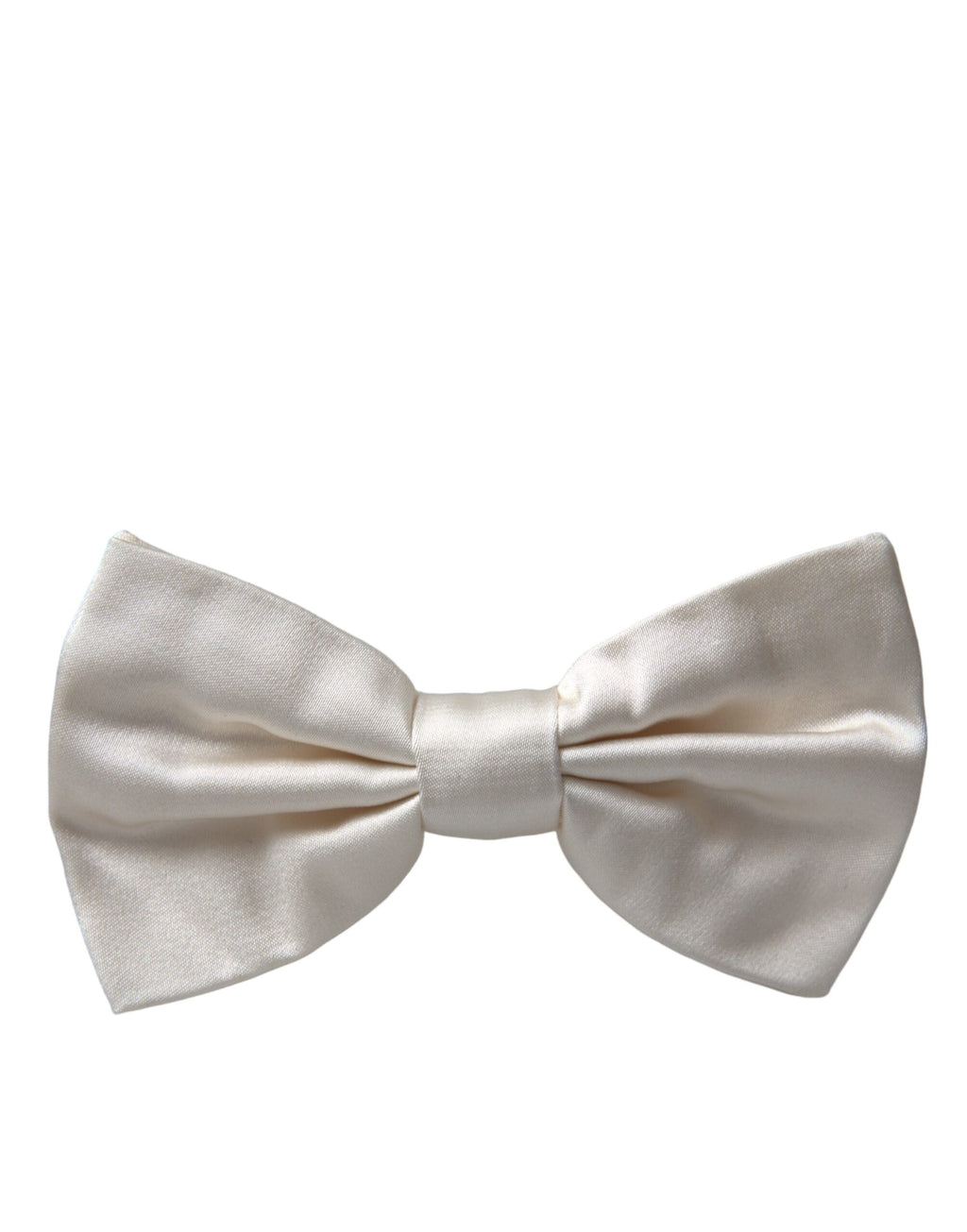 Dolce & Gabbana Off White Silk Adjustable Neck Men Bow Tie - Maison Luxe