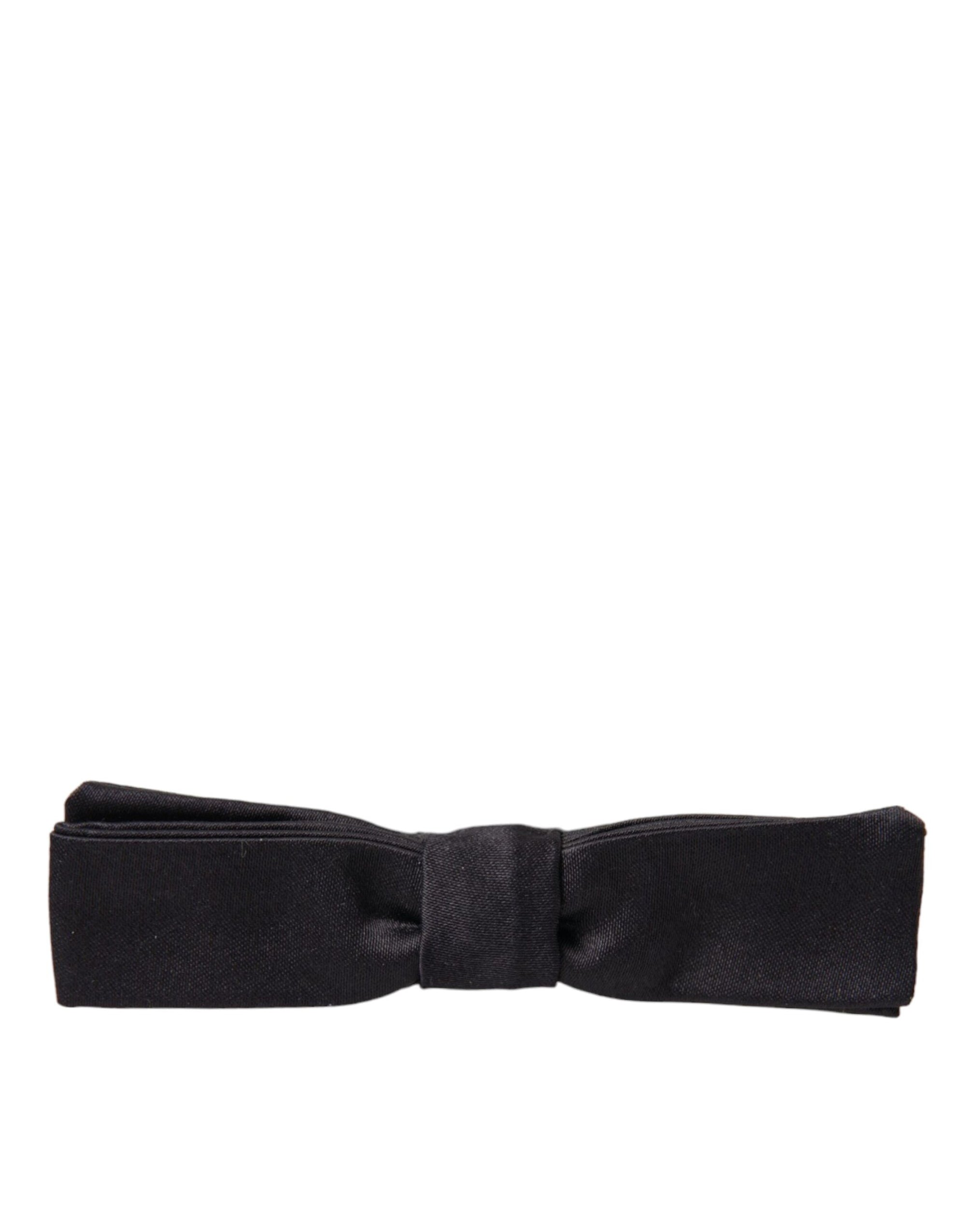 Dolce & Gabbana Dark Gray Silk Adjustable Neck Men Bow Tie - Maison Luxe