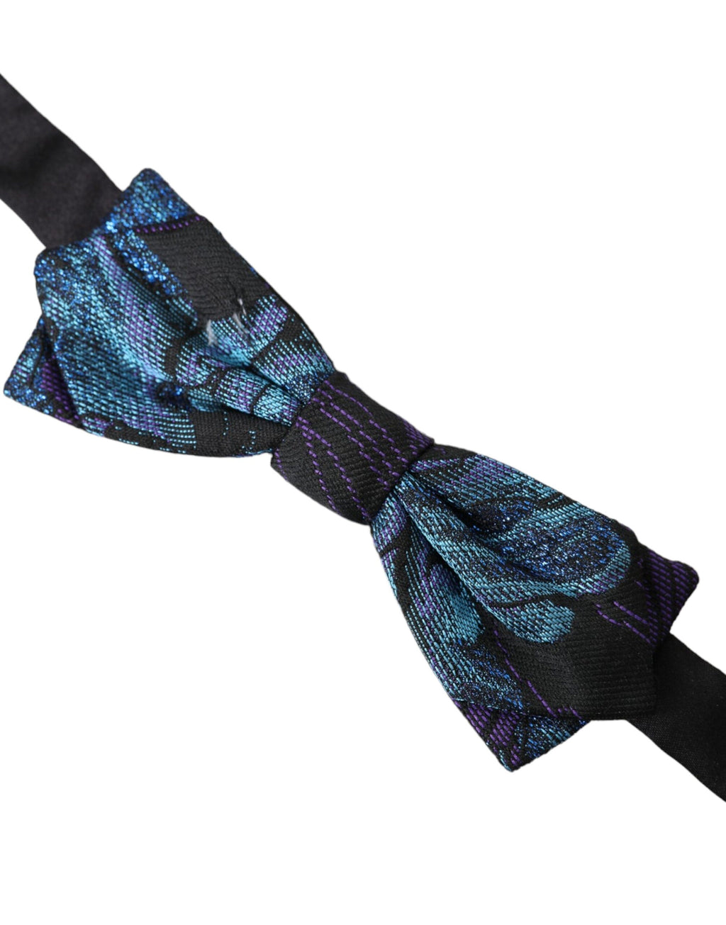 Dolce & Gabbana Black Blue Brocade Adjustable Neck Men Bow Tie - Maison Luxe