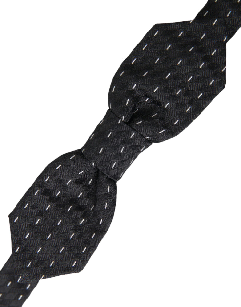 Dolce & Gabbana Black White Stitched Silk Men Neck Bow Tie - Maison Luxe