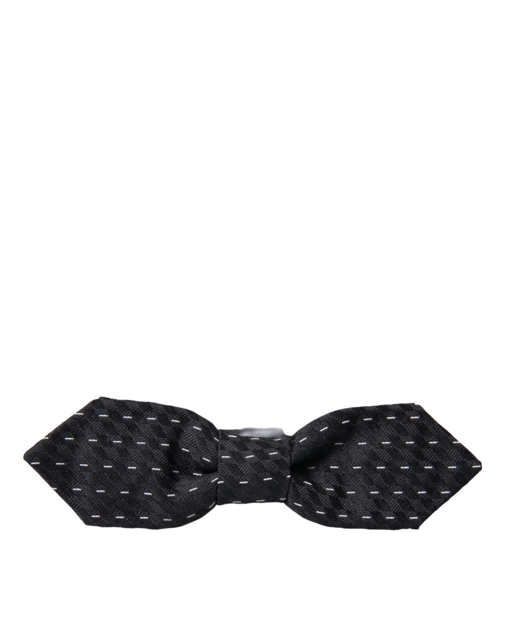 Dolce & Gabbana Black White Stitched Silk Men Neck Bow Tie - Maison Luxe