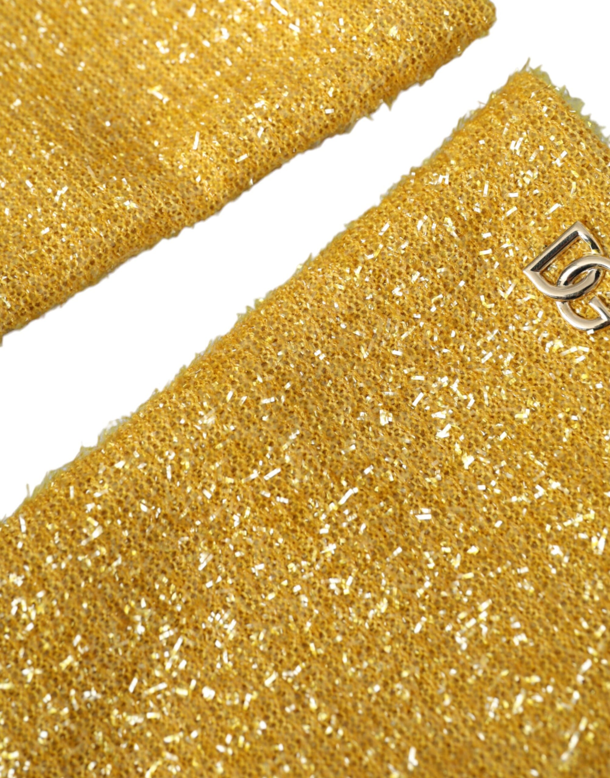 Dolce & Gabbana Gold Lurex Fantasia Mid Arm Length Gloves - Maison Luxe