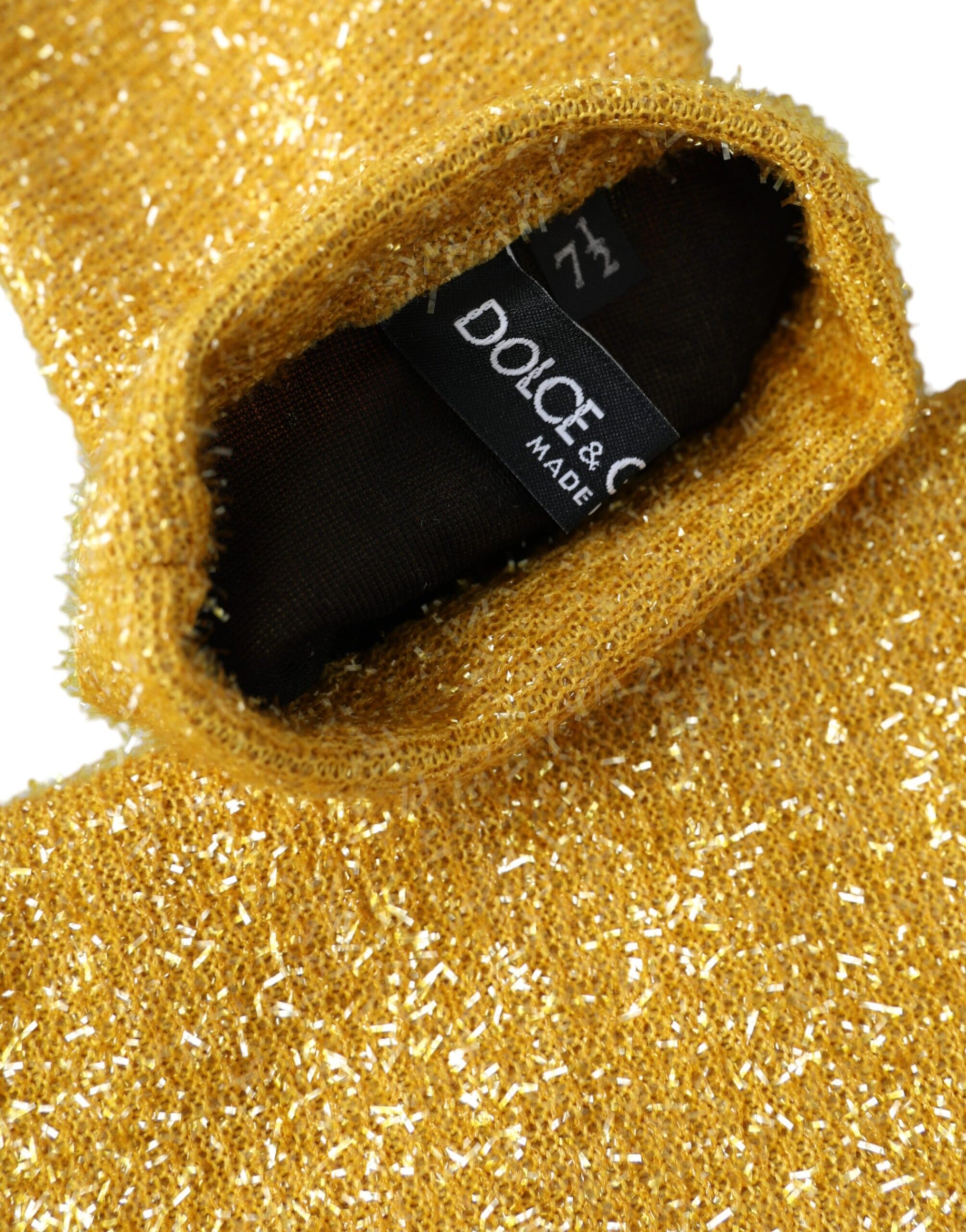 Dolce & Gabbana Gold Lurex Fantasia Mid Arm Length Gloves - Maison Luxe