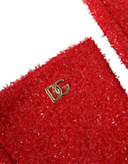 Dolce & Gabbana Red Lurex Fantasia Mid Arm Length Gloves - Maison Luxe