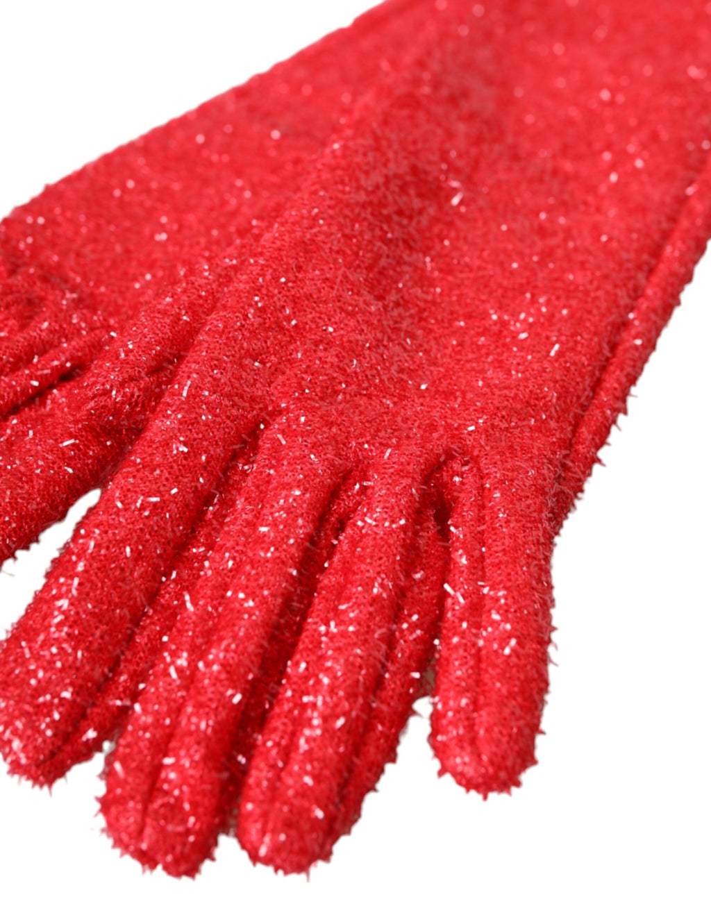 Dolce & Gabbana Red Lurex Fantasia Mid Arm Length Gloves - Maison Luxe