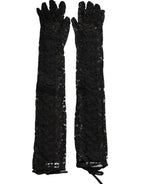 Dolce & Gabbana Black Taormina Lace Elbow Length Gloves - Maison Luxe