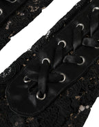 Dolce & Gabbana Black Taormina Lace Elbow Length Gloves - Maison Luxe