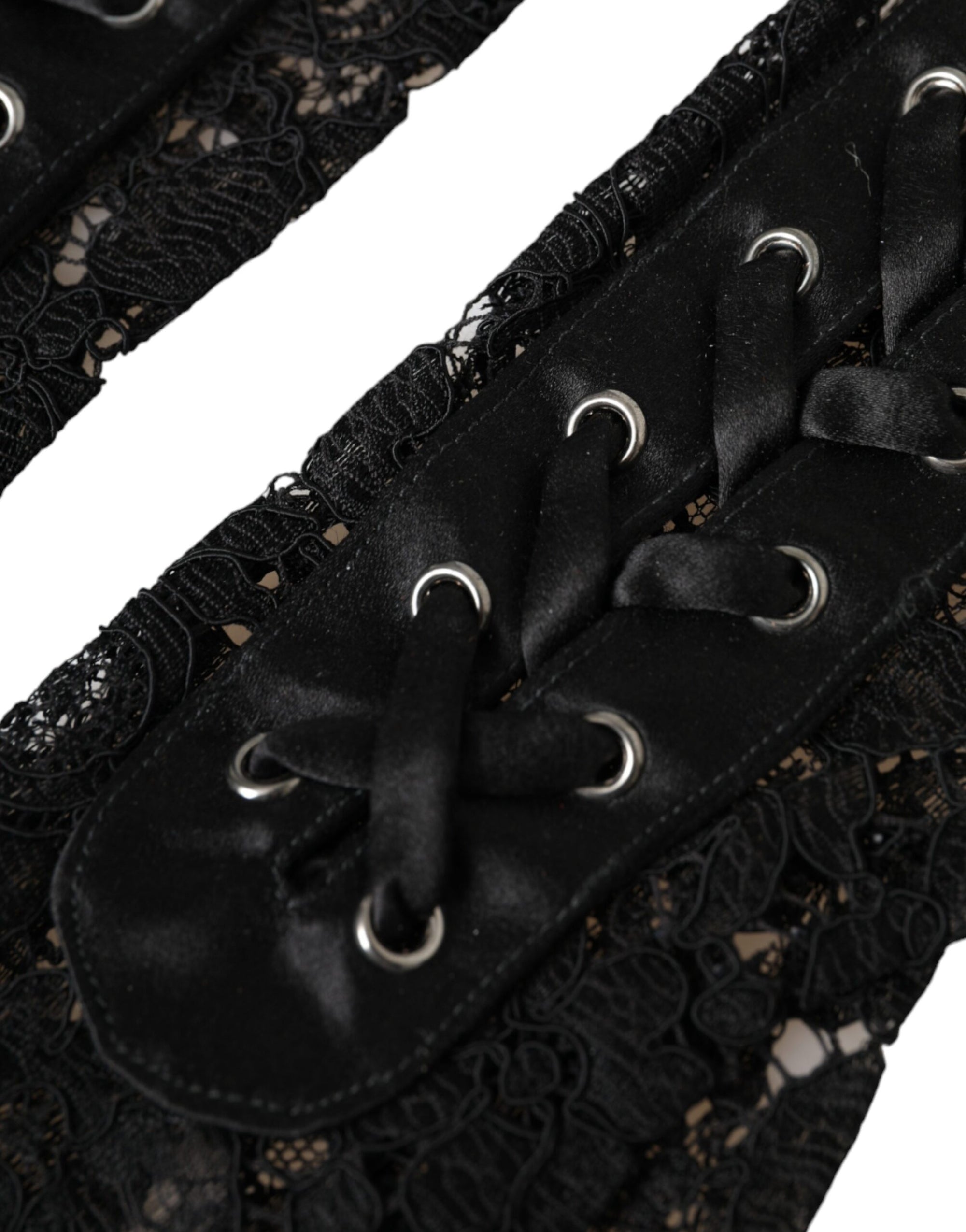 Dolce & Gabbana Black Taormina Lace Elbow Length Gloves - Maison Luxe