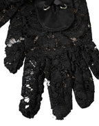 Dolce & Gabbana Black Taormina Lace Elbow Length Gloves - Maison Luxe