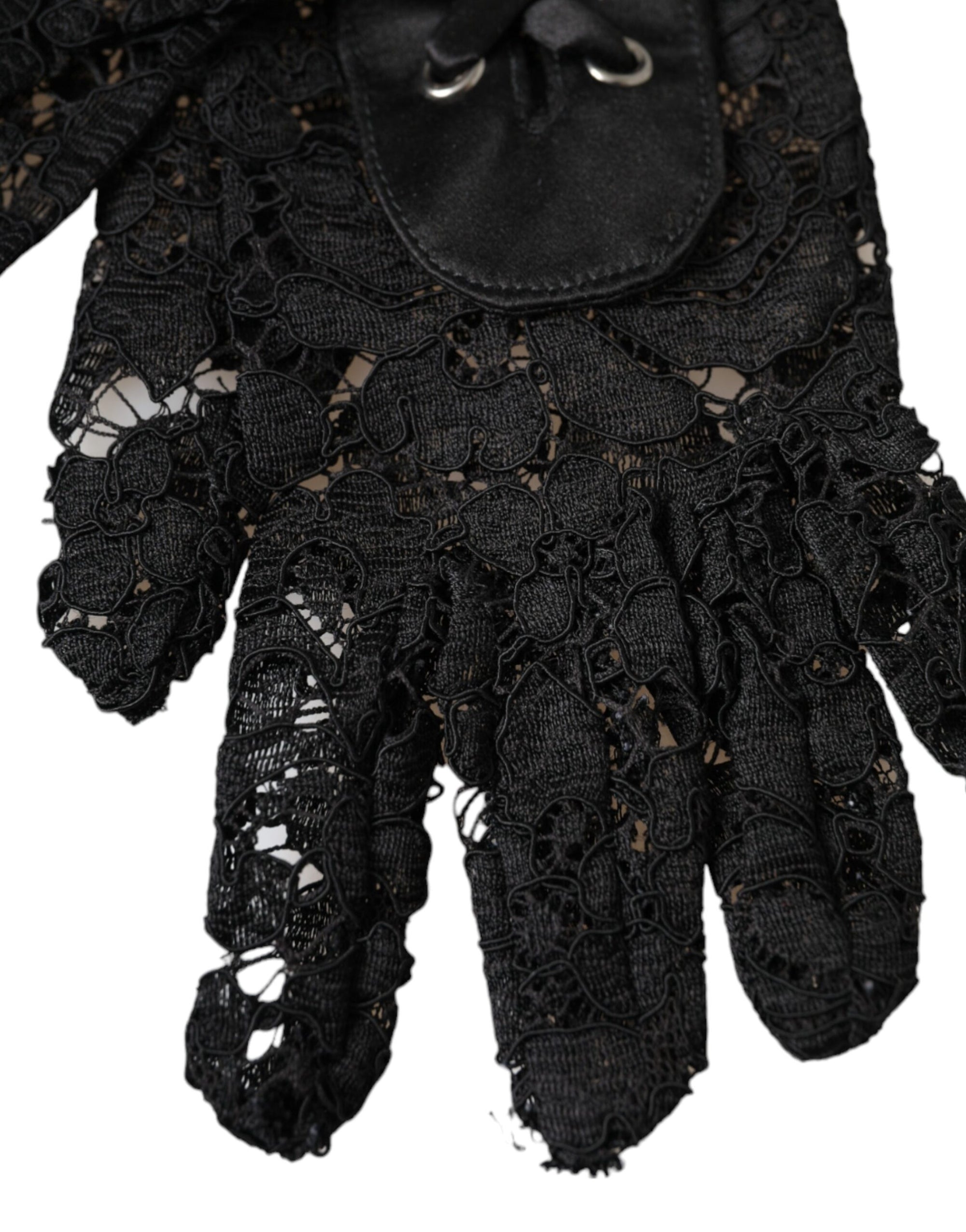 Dolce & Gabbana Black Taormina Lace Elbow Length Gloves - Maison Luxe