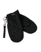 Dolce & Gabbana Black Quilted Nylon Wrist Length Mitten Gloves - Maison Luxe