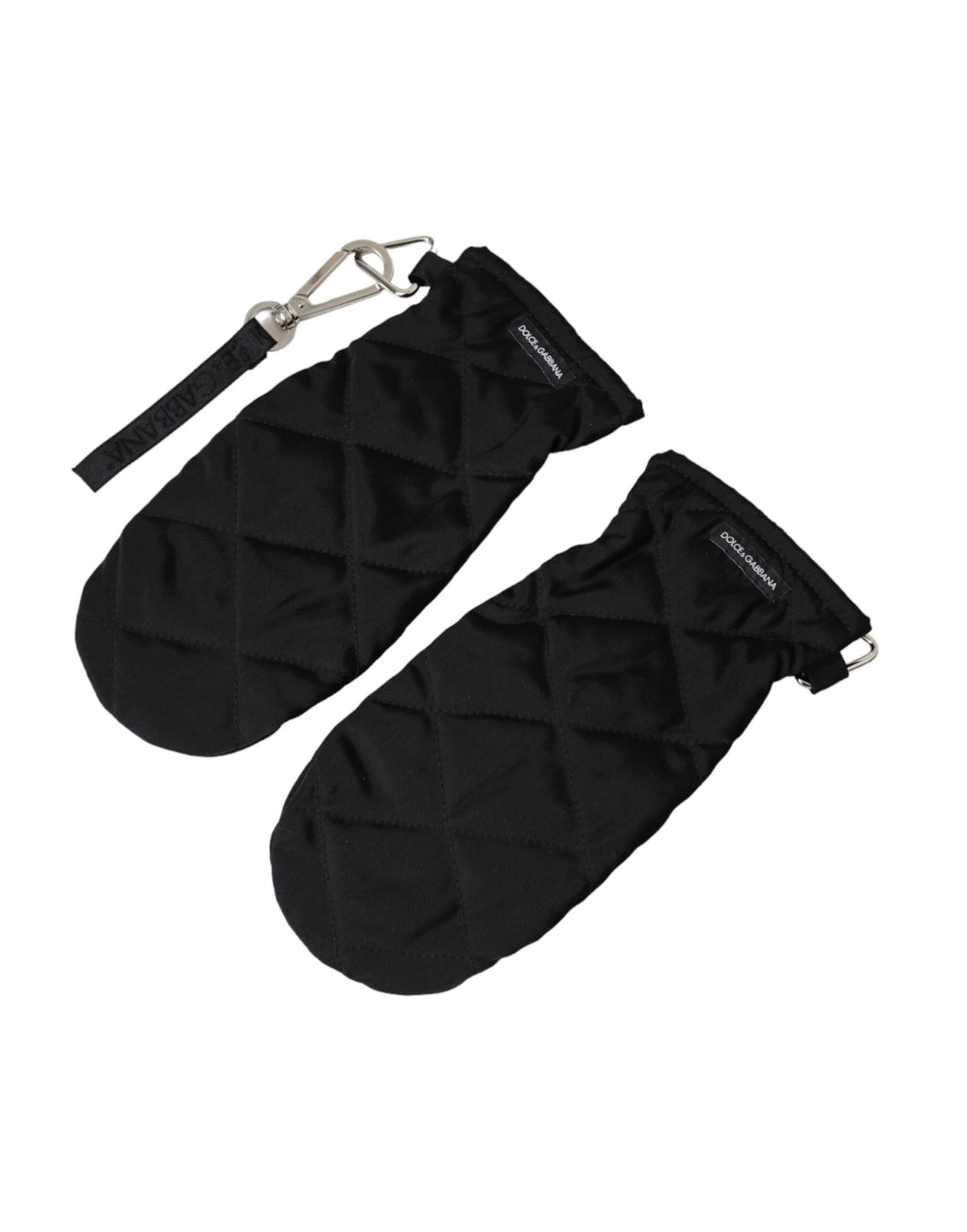 Dolce & Gabbana Black Quilted Nylon Wrist Length Mitten Gloves - Maison Luxe