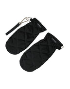 Dolce & Gabbana Black Quilted Nylon Wrist Length Mitten Gloves - Maison Luxe
