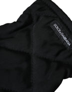Dolce & Gabbana Black Quilted Nylon Wrist Length Mitten Gloves - Maison Luxe