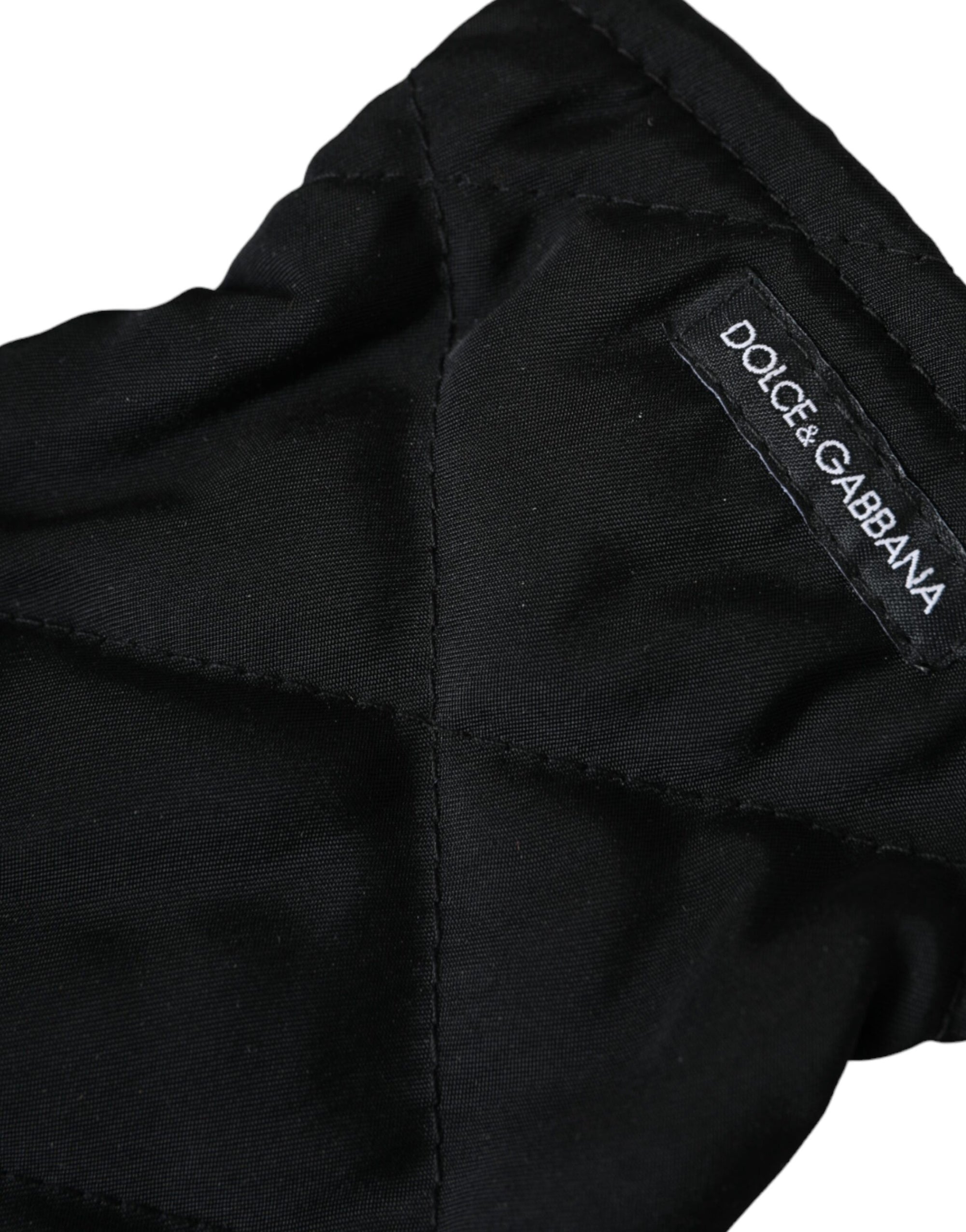 Dolce & Gabbana Black Quilted Nylon Wrist Length Mitten Gloves - Maison Luxe