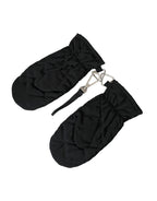 Dolce & Gabbana Black Quilted Nylon Wrist Length Mitten Gloves - Maison Luxe