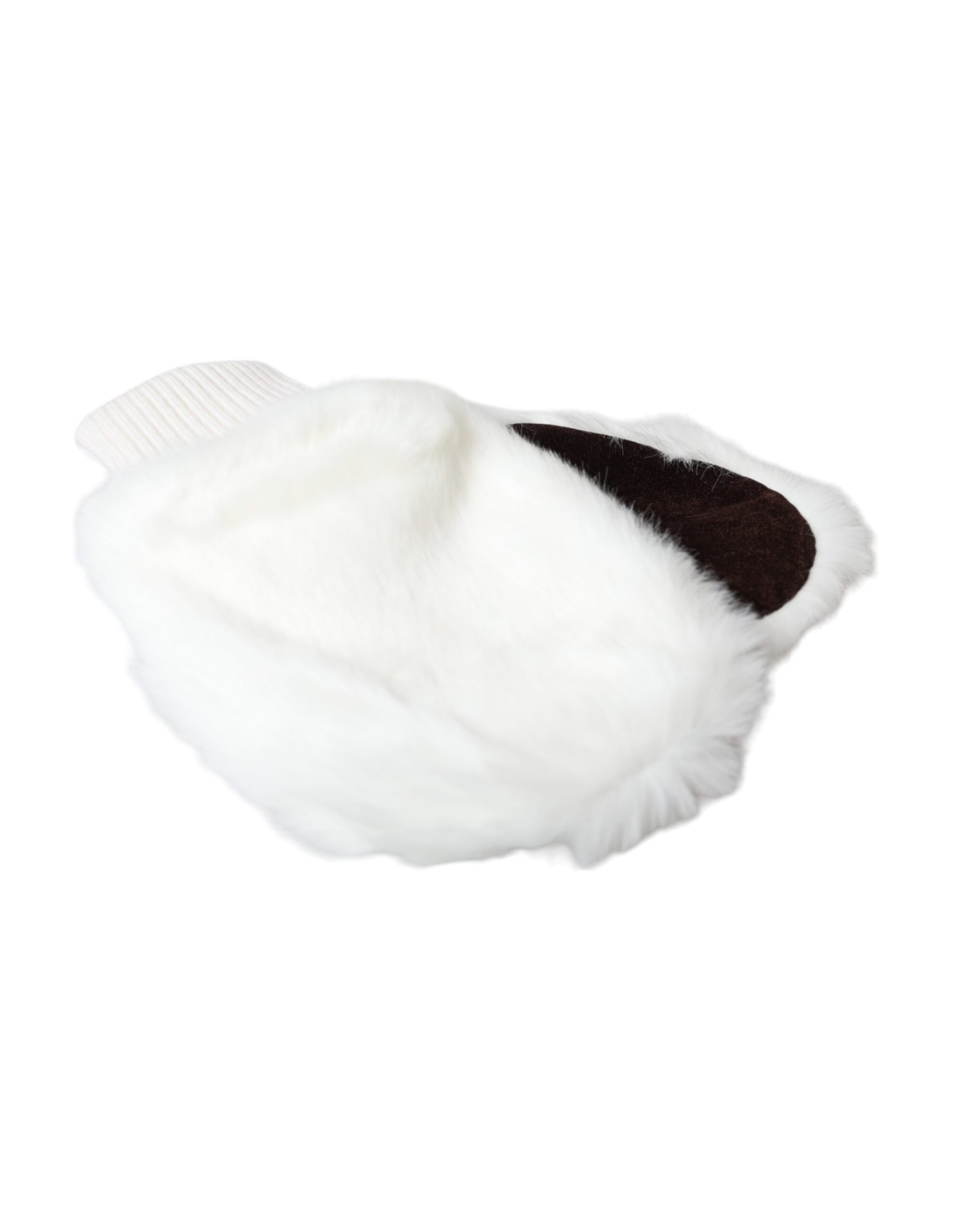 Dolce & Gabbana White Acrylic Knitted Fur Wrist Mitten Gloves - Maison Luxe