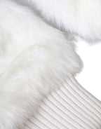Dolce & Gabbana White Acrylic Knitted Fur Wrist Mitten Gloves - Maison Luxe