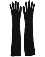 Dolce & Gabbana Black Cashmere Knitted Elbow Length Gloves - Maison Luxe