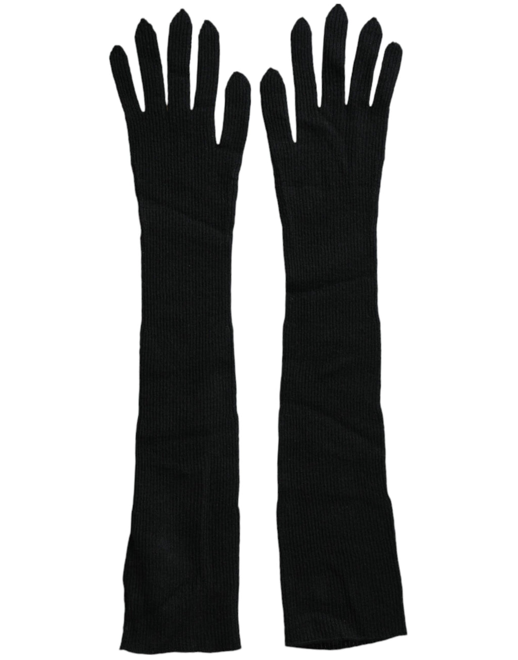 Dolce & Gabbana Black Cashmere Knitted Elbow Length Gloves - Maison Luxe