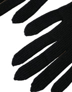 Dolce & Gabbana Black Cashmere Knitted Elbow Length Gloves - Maison Luxe