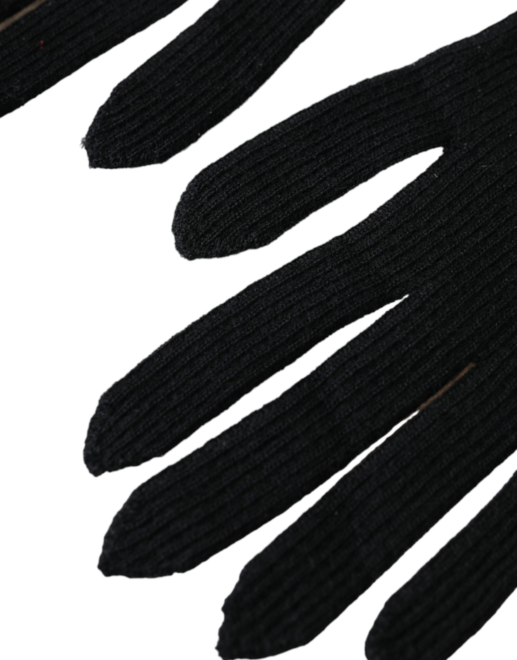 Dolce & Gabbana Black Cashmere Knitted Elbow Length Gloves - Maison Luxe