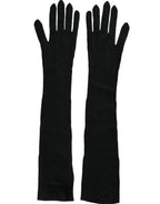 Dolce & Gabbana Black Cashmere Knitted Elbow Length Gloves - Maison Luxe