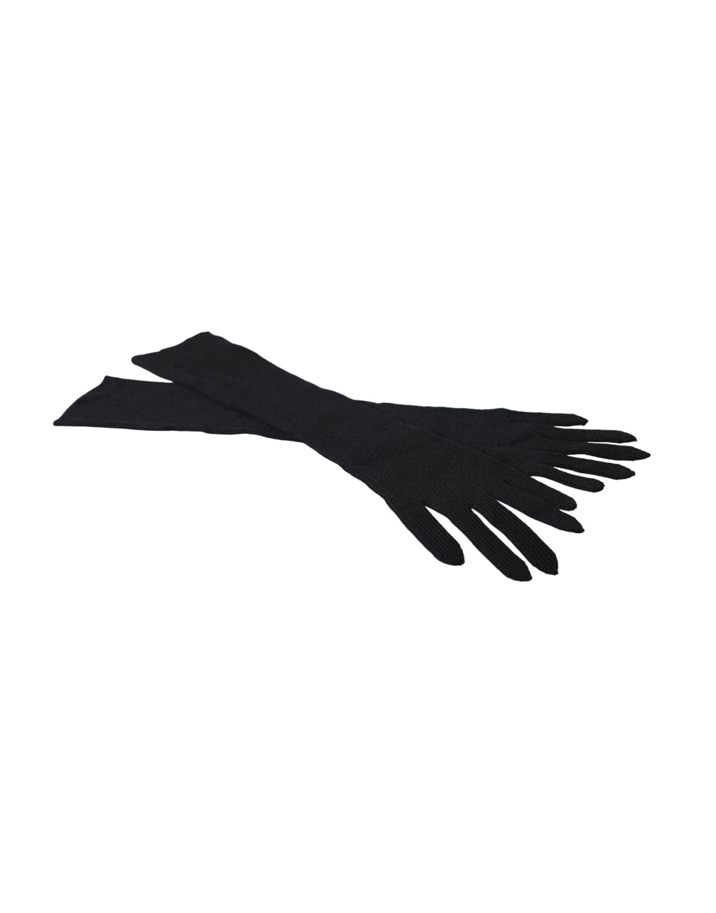 Dolce & Gabbana Black Cashmere Knitted Elbow Length Gloves - Maison Luxe