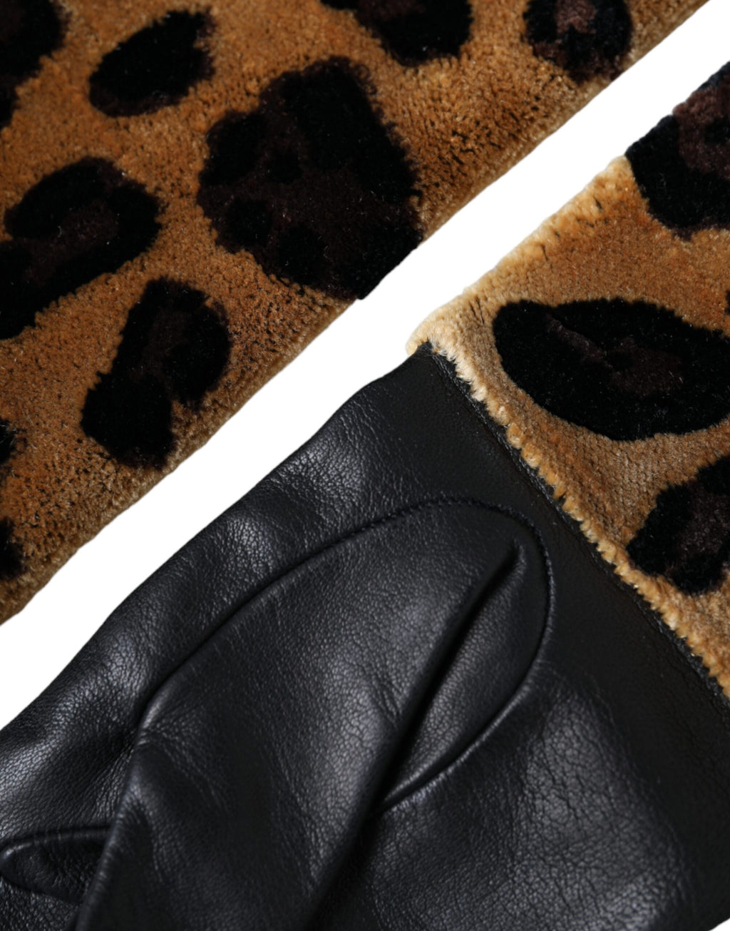 Dolce & Gabbana Brown Black Leopard Leather Elbow Length Gloves - Maison Luxe