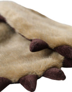 Dolce & Gabbana Beige Acrylic Knitted Fur Wrist Mitten Gloves - Maison Luxe
