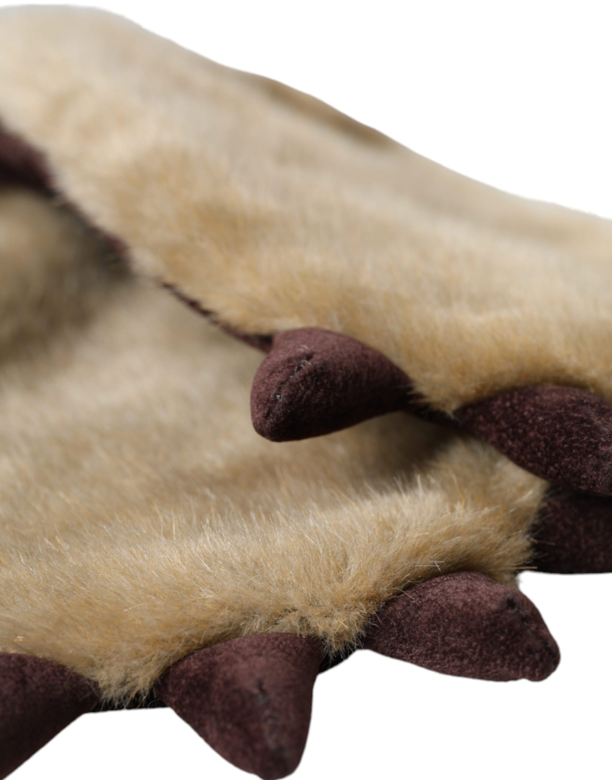 Dolce & Gabbana Beige Acrylic Knitted Fur Wrist Mitten Gloves - Maison Luxe