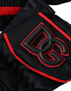 Dolce & Gabbana Black Red Nylon Wrist Length Gloves - Maison Luxe