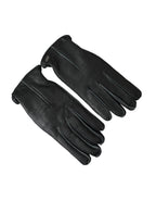 Dolce & Gabbana Black Deer Leather Wrist Length Gloves - Maison Luxe