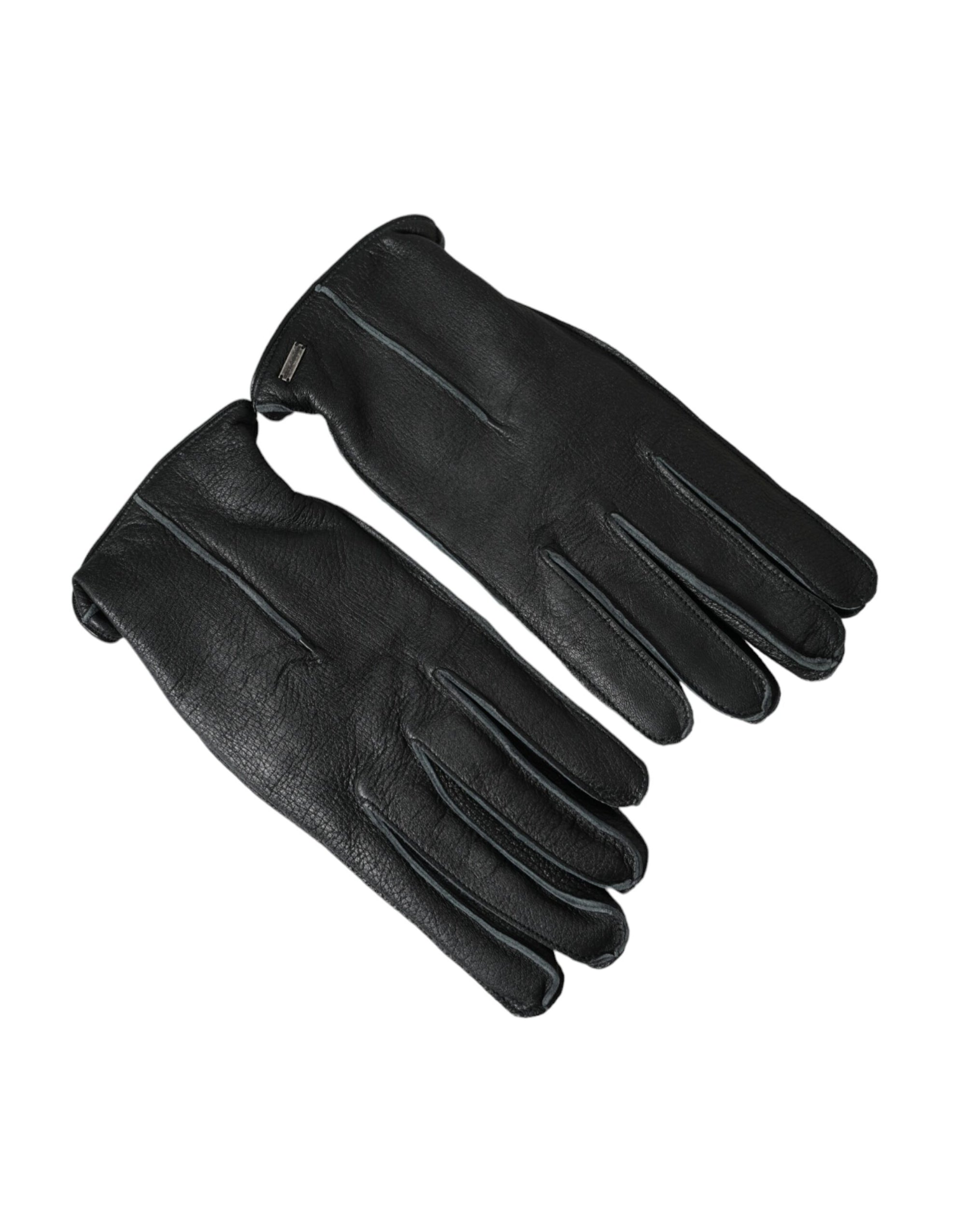 Dolce & Gabbana Black Deer Leather Wrist Length Gloves - Maison Luxe