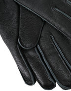 Dolce & Gabbana Black Deer Leather Wrist Length Gloves - Maison Luxe