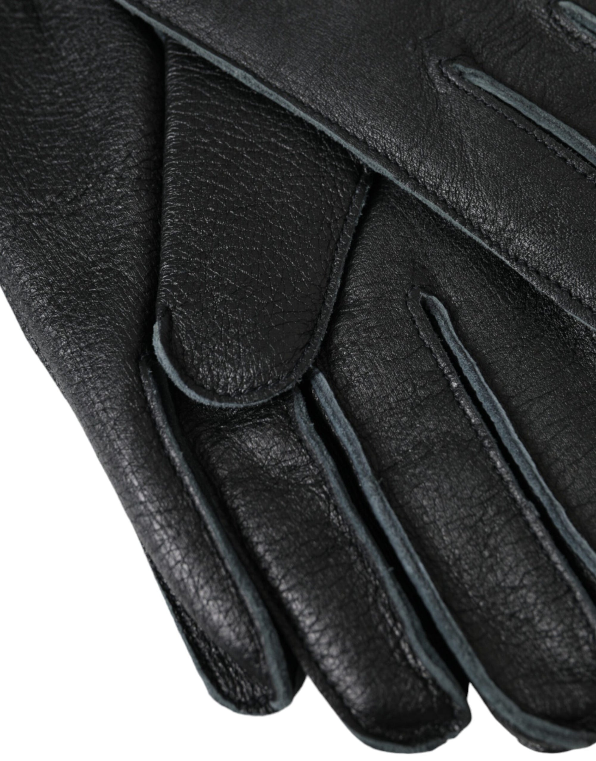 Dolce & Gabbana Black Deer Leather Wrist Length Gloves - Maison Luxe