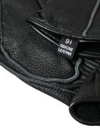 Dolce & Gabbana Black Deer Leather Wrist Length Gloves - Maison Luxe