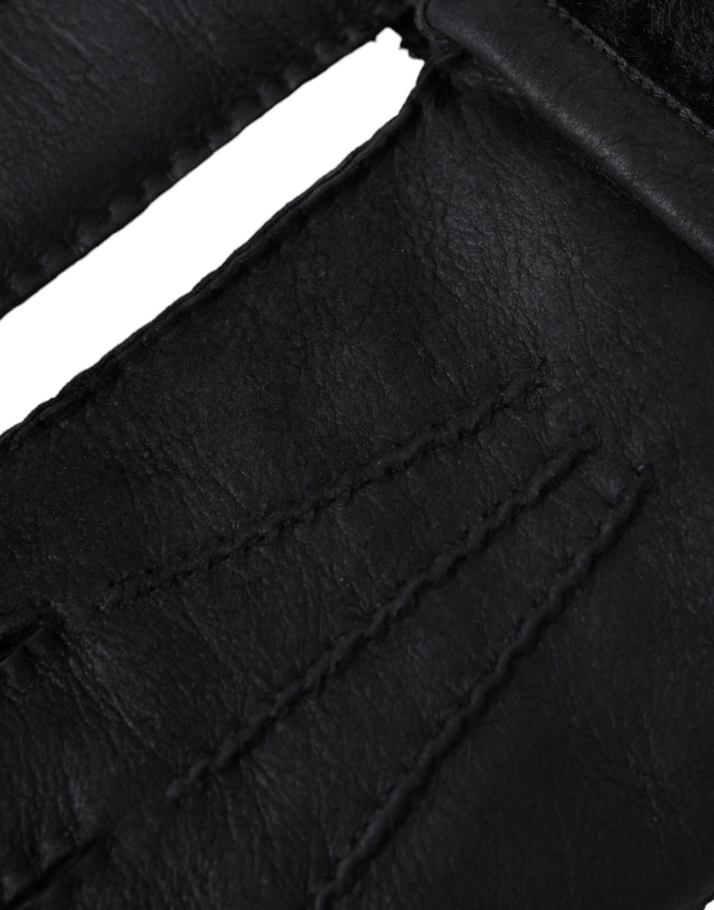 Dolce & Gabbana Black Leather Fur Short Hands Gloves - Maison Luxe
