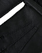 Dolce & Gabbana Black Leather Fur Short Hands Gloves - Maison Luxe