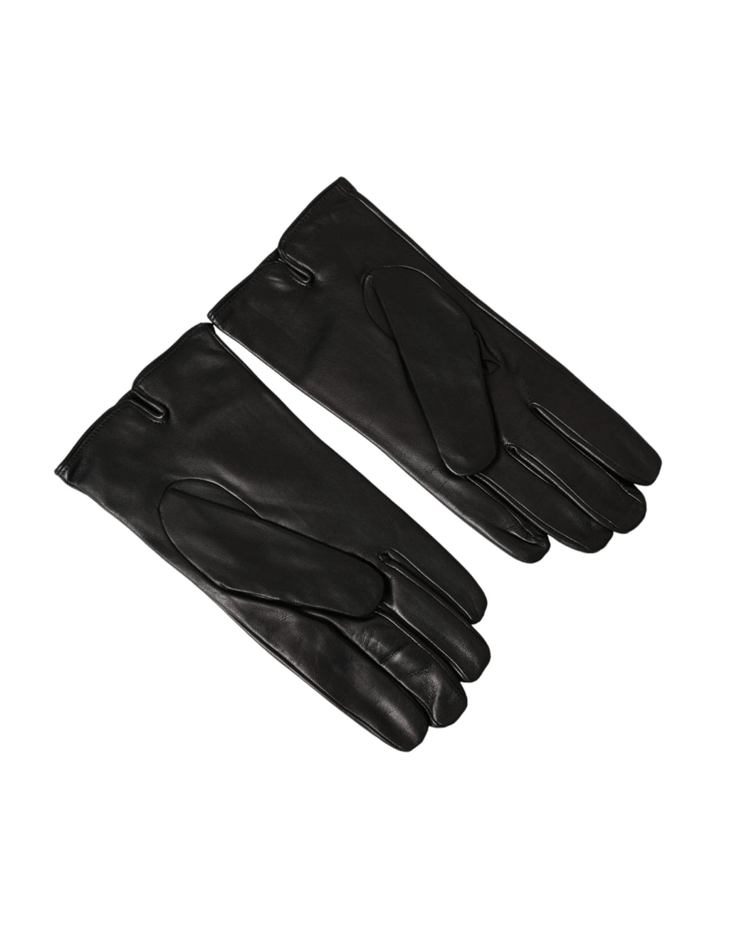 Dolce & Gabbana Black Leather Embossed Logo Short Hands Gloves - Maison Luxe